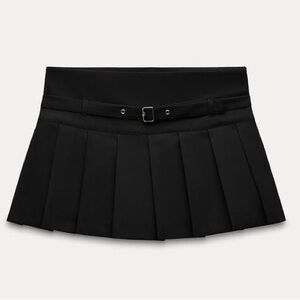 Zara Box Pleat Mini Skort - Black - Small - New With Tag